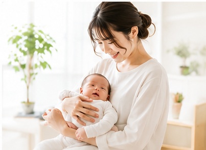 赤ちゃんを抱く母親のイメージ